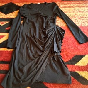 Ladies Black Draped party Dress Sz S